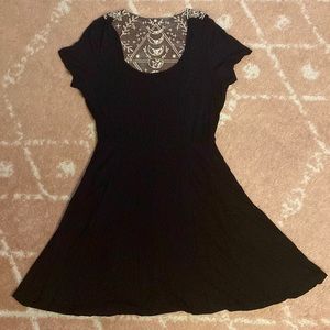 Celestial lace back black dress